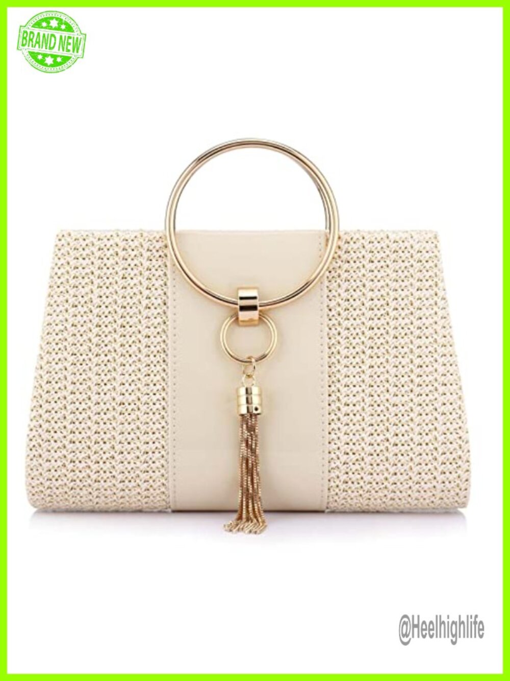 Straw Crossbody Clutch Evening Bag with PU Leather Lining Removable Chain